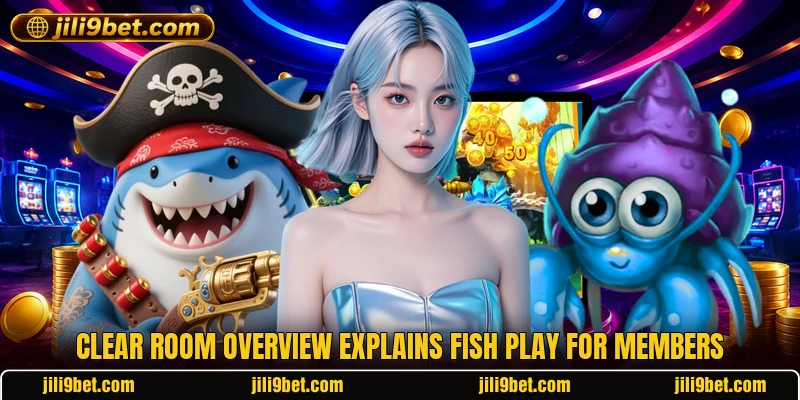 Clear room overview explains fish play for members Clear room overview explains fish play for members