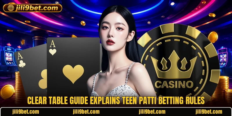 Clear table guide explains teen patti betting rules